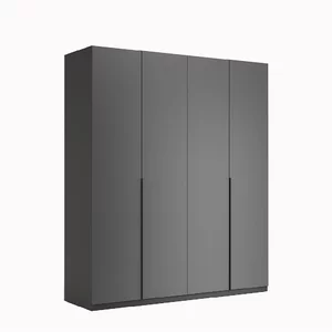 Dulap Teo cu 4 uși, spațiu generos de depozitare, material PAL și MDF, 210x179.2x55 cm, gri