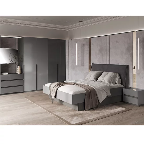 Dulap Teo cu 4 uși, spațiu generos de depozitare, material PAL și MDF, 210x179.2x55 cm, gri picture - 3