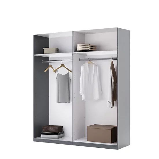 Dulap Teo cu uși culisante, compartimentare eficientă și design elegant, material PAL și MDF, 200 cm, gri picture - 2