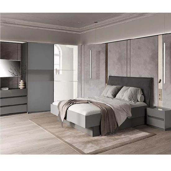 Dulap Teo cu uși culisante, compartimentare eficientă și design elegant, material PAL și MDF, 200 cm, gri picture - 3