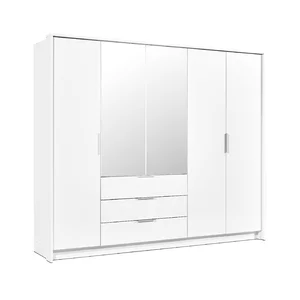 Dulap Togo cu sistem glisant și structură din PAL, 255x65x217 cm, alb