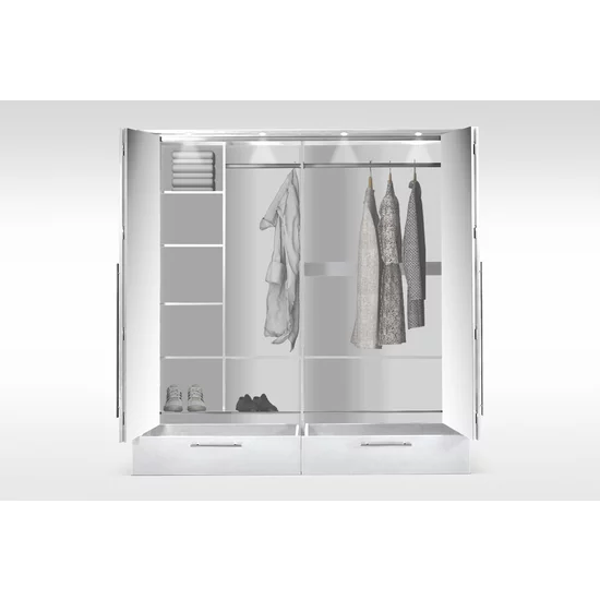 Dulap Toledo cu feronerie rezistentă și carcasă PAL, 210x65x217 cm, alb picture - 2