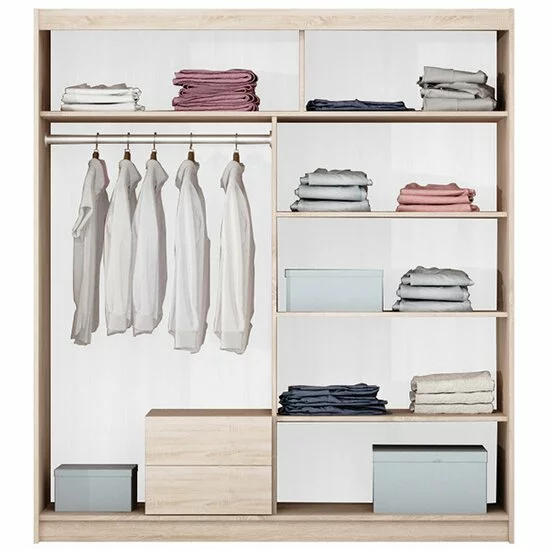 Dulap Toronto dulap cu usi culisante din pal melaminat cu feronerie de calitate și compartimentare practică, 180x61x215 cm picture - 2