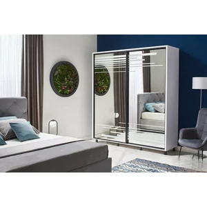 Dulap Venus cu rafturi și bară pentru umerașe, PAL melaminat, 120 cm, alb