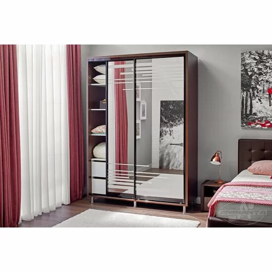 Dulap Venus cu rafturi și bară pentru umerașe, PAL melaminat, 120 cm, Sonoma închis picture - 2