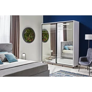 Dulap Venus cu rafturi și bară pentru umerașe, PAL melaminat, 160 cm, alb