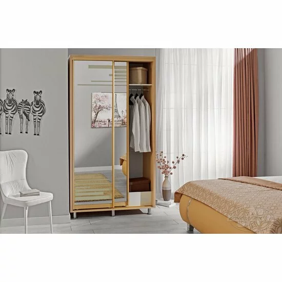 Dulap Venus cu rafturi și bară pentru umerașe, PAL melaminat, 160 cm, cremona picture - 3