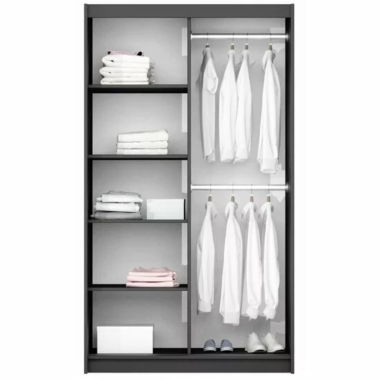 Dulap Vigo cu design compact și uși glisante, pal melaminat, 122x65x215 cm, grafit picture - 2