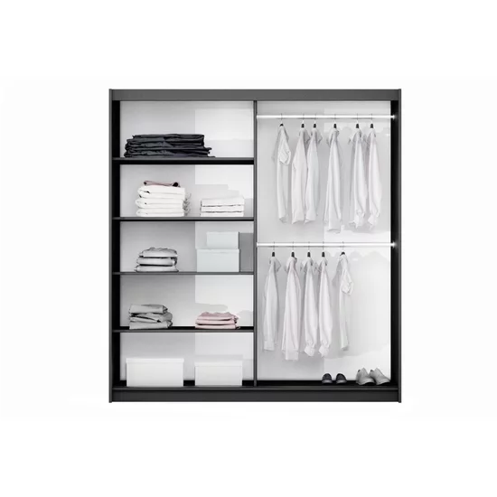 Dulap Vigo PAL Melaminat, Usi Glisante, 200x65x215 cm Negru picture - 2