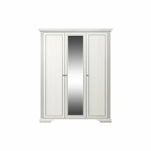 Dulap White 3D(2S), 3 uși, 2 sertare, MDF frezat și PAL melaminat, 176x63.5x221 cm, frasin alb și pin argintiu