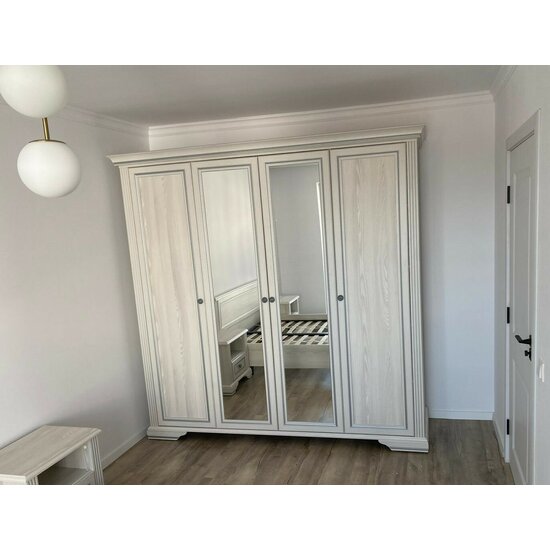 Dulap White 4 Usi 4D(2S) 226x63.5x221 cm Frasin alb/ Pin Argintiu picture - 6