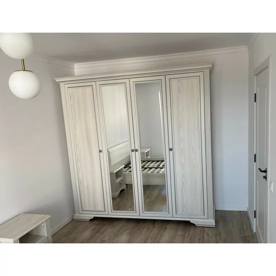 Dulap White 4D(2S), 4 uși, 2 sertare, MDF frezat și PAL melaminat, 226x63.5x221 cm, frasin alb și pin argintiu picture - 5