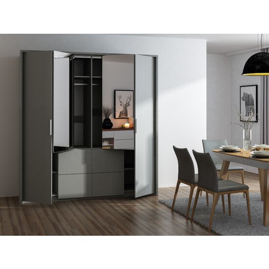 Dulap Wieden cu compartimentare practică și PAL melaminat, 208x65x217 cm, grafit picture - 3