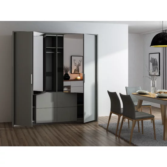 Dulap Wieden cu compartimentare practică și PAL melaminat, 208x65x217 cm, grafit picture - 3