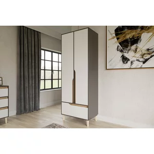 Dulap Wood 2D1S, 2 uși + 1 sertar, spațiu interior generos, structură PAL melaminat, 220x80x50 cm, personalizabil