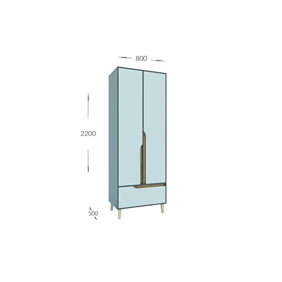Dulap Wood 2D1S, 2 uși + 1 sertar, spațiu interior generos, structură PAL melaminat, 220x80x50 cm, personalizabil picture - 3