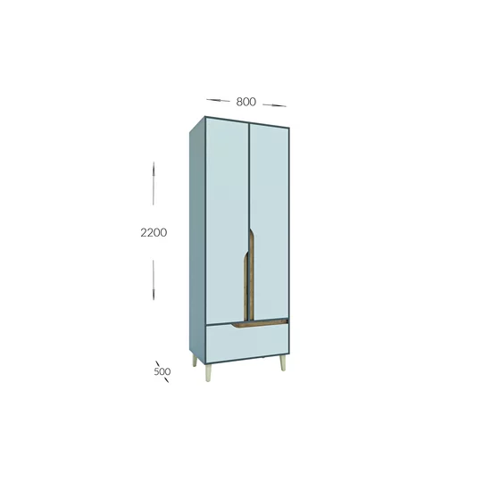 Dulap Wood 2D1S, 2 uși + 1 sertar, spațiu interior generos, structură PAL melaminat, 220x80x50 cm, personalizabil picture - 3