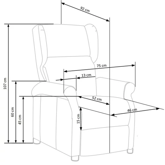 Fotoliu Agustin 2 culisant, tapițat catifea premium, funcție recliner, 75x92(160)x107 cm, albastru picture - 3