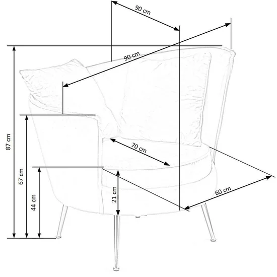 Fotoliu Almond tapițat, catifea moale, picioare oțel cromat, 90x90x87 cm, roz picture - 9