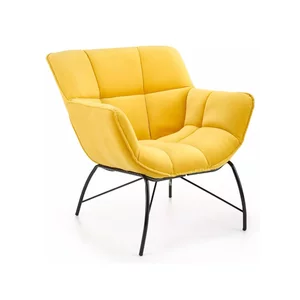 Fotoliu Belton, tapițat cu catifea și structură metalică, 74x73x78 cm, galben