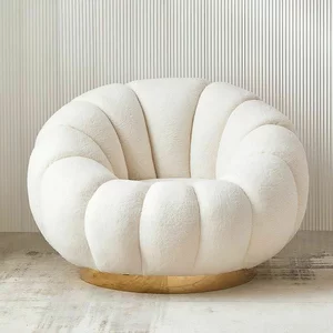 Fotoliu Daisy 95x75 cm - Design Organic Rotund, Stil Pumpkin, Bază Aurie Bouclé