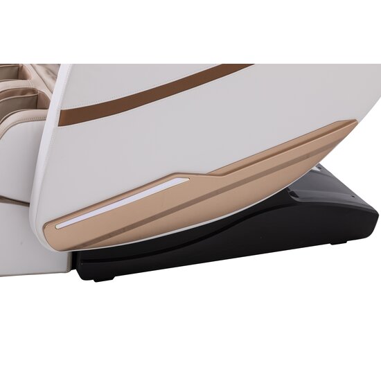 Fotoliu masaj gravitație zero crem/alb, funcție încălzire, bluetooth, role picioare, airbag complet picture - 3