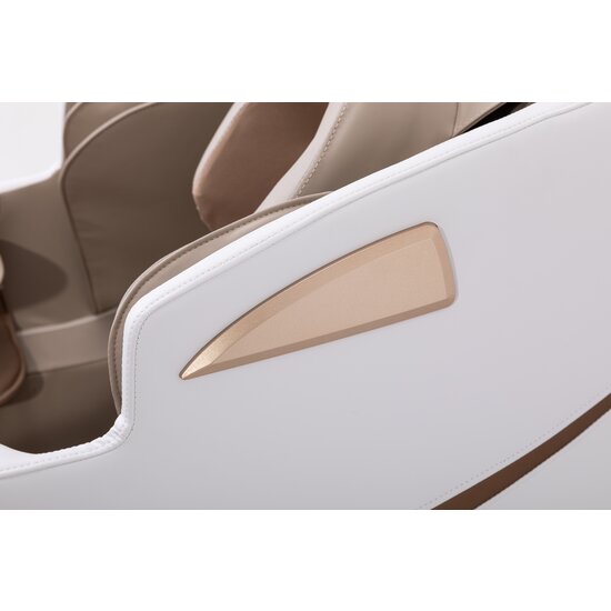 Fotoliu masaj gravitație zero crem/alb, funcție încălzire, bluetooth, role picioare, airbag complet picture - 4