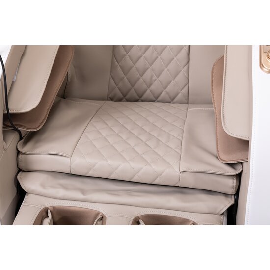 Fotoliu masaj gravitație zero crem/alb, funcție încălzire, bluetooth, role picioare, airbag complet picture - 6