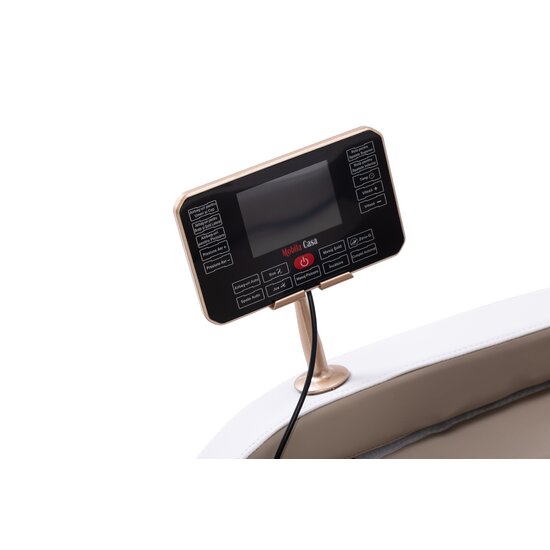 Fotoliu masaj gravitație zero crem/alb, funcție încălzire, bluetooth, role picioare, airbag complet picture - 7