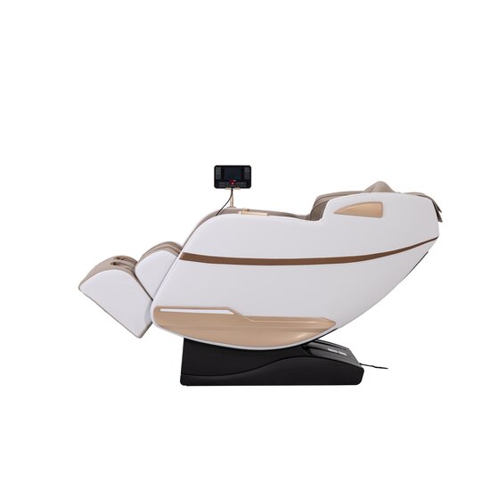 Fotoliu masaj gravitație zero crem/alb, funcție încălzire, bluetooth, role picioare, airbag complet picture - 14