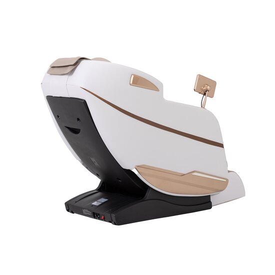 Fotoliu masaj gravitație zero crem/alb, funcție încălzire, bluetooth, role picioare, airbag complet picture - 15