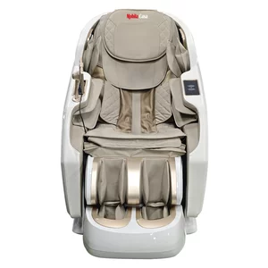 Fotoliu masaj alb cu functie vocala, încălzire, bluetooth, 10 programe automate, airbag corp complet, LED touch, Șină SL lungă