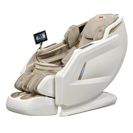 Fotoliu masaj alb cu functie vocala, încălzire, bluetooth, 10 programe automate, airbag corp complet, LED touch, Șină SL lungă picture - 2