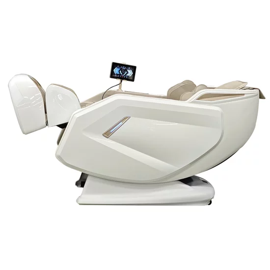 Fotoliu masaj alb cu functie vocala, încălzire, bluetooth, 10 programe automate, airbag corp complet, LED touch, Șină SL lungă picture - 6