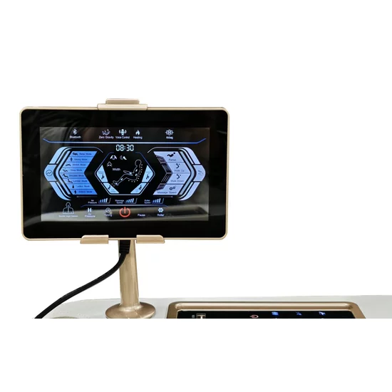 Fotoliu masaj alb cu functie vocala, încălzire, bluetooth, 10 programe automate, airbag corp complet, LED touch, Șină SL lungă picture - 10