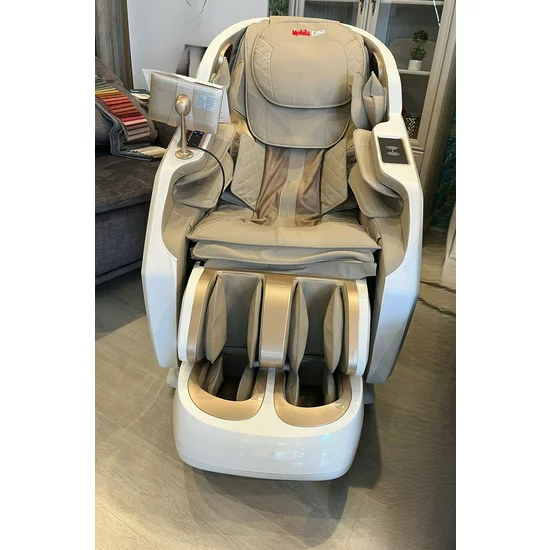 Fotoliu masaj alb cu functie vocala, încălzire, bluetooth, 10 programe automate, airbag corp complet, LED touch, Șină SL lungă picture - 11