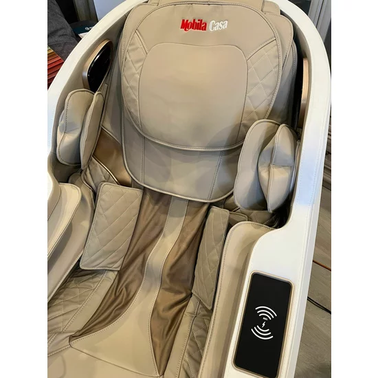 Fotoliu masaj alb cu functie vocala, încălzire, bluetooth, 10 programe automate, airbag corp complet, LED touch, Șină SL lungă picture - 13