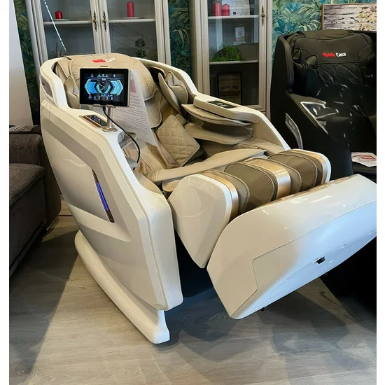 Fotoliu masaj alb cu functie vocala, încălzire, bluetooth, 10 programe automate, airbag corp complet, LED touch, Șină SL lungă picture - 12