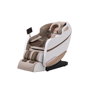 Fotoliu masaj gravitație zero alb, funcție încălzire, bluetooth, role picioare, airbag complet