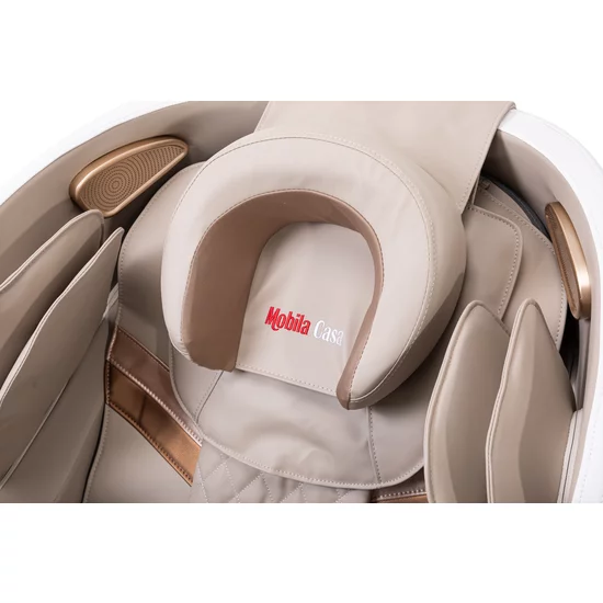 Fotoliu masaj gravitație zero alb, funcție încălzire, bluetooth, role picioare, airbag complet picture - 13
