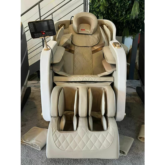 Fotoliu masaj gravitație zero alb, funcție încălzire, bluetooth, role picioare, airbag complet picture - 19