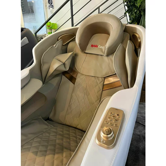 Fotoliu masaj gravitație zero alb, funcție încălzire, bluetooth, role picioare, airbag complet picture - 20