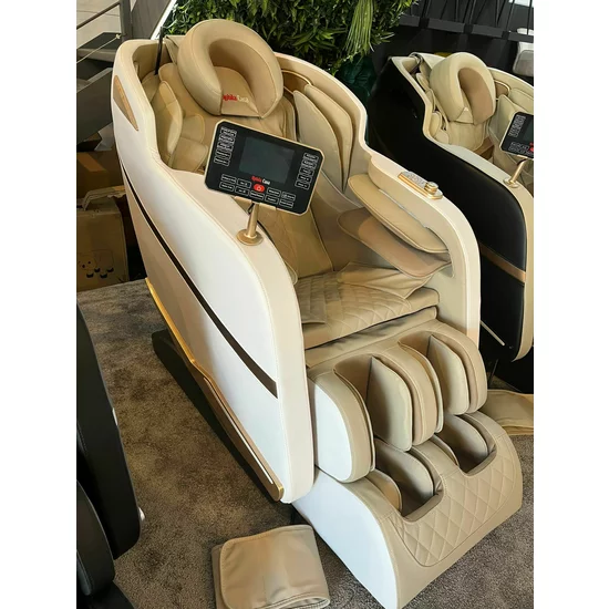 Fotoliu masaj gravitație zero alb, funcție încălzire, bluetooth, role picioare, airbag complet picture - 21