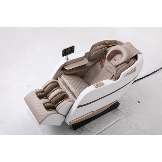 Fotoliu masaj gravitație zero alb, funcție încălzire, bluetooth, role picioare, airbag complet picture - 3