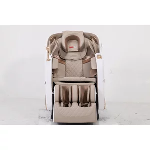 Fotoliu masaj gravitație zero alb, funcție încălzire, bluetooth, role picioare, airbag complet