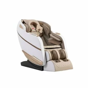 Fotoliu masaj gravitație zero alb, funcție încălzire, bluetooth, role picioare, airbag complet
