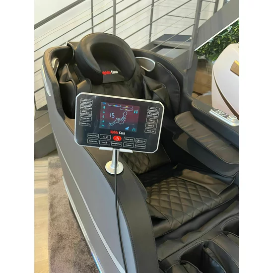 Fotoliu masaj gravitație zero gri, încălzire, bluetooth, role picioare, airbag corp complet, LED touch picture - 14