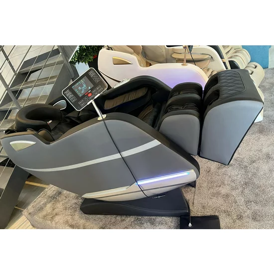 Fotoliu masaj gravitație zero gri, încălzire, bluetooth, role picioare, airbag corp complet, LED touch picture - 17