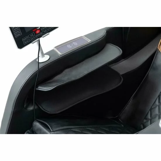 Fotoliu masaj gravitație zero gri, încălzire, bluetooth, role picioare, airbag corp complet, LED touch picture - 5