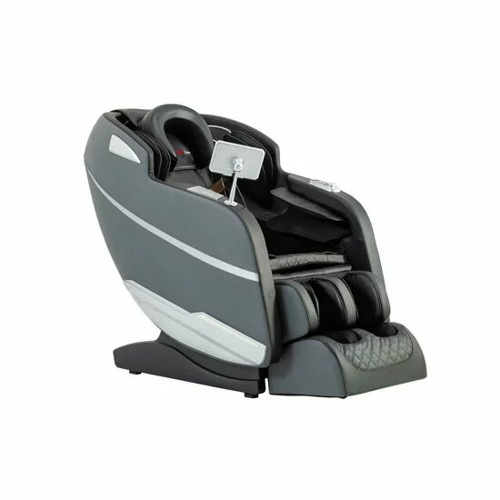 Fotoliu masaj gravitație zero gri, încălzire, bluetooth, role picioare, airbag corp complet, LED touch picture - 2